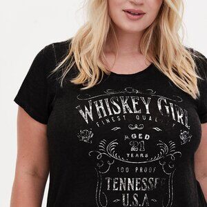 Torrid Whiskey Girl Size 3X XXXL 3 Classic Fit Crew Tee - Charcoal Black